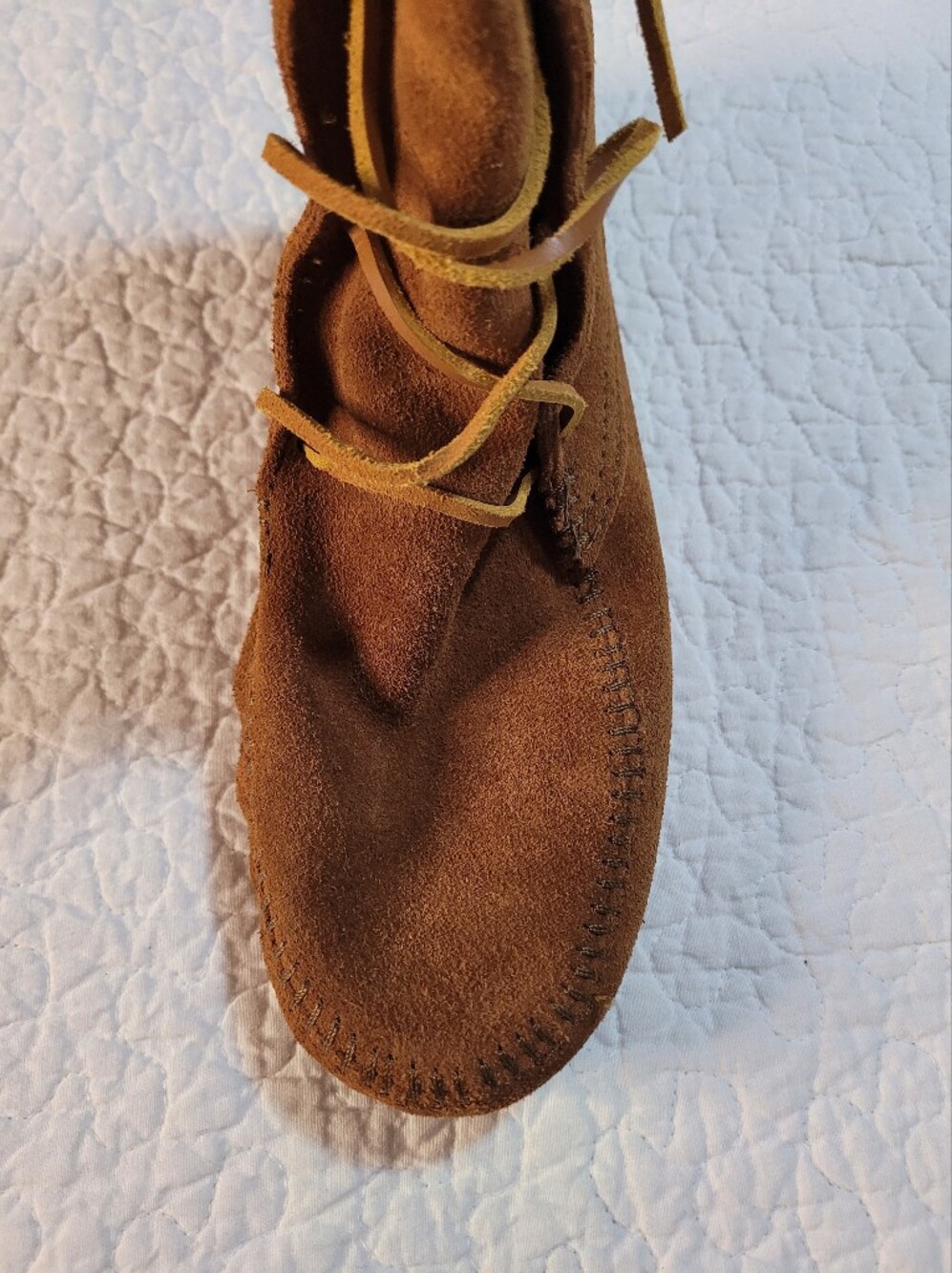 Minnetonka Fringe Front Lace Lace-Up Suede Knee-High Boots Brown Sz 9 - Picture 6 of 13